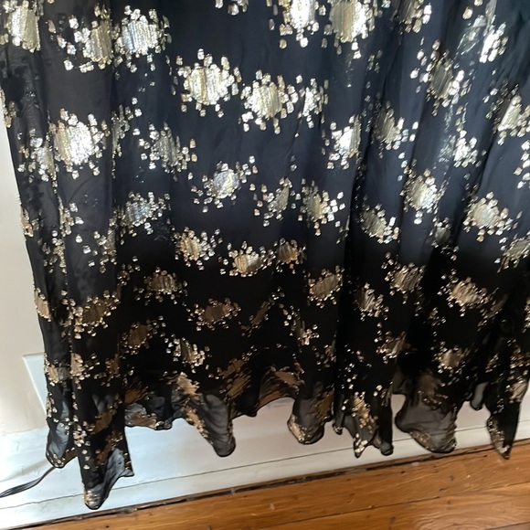 Stine Goya Black Gold Metallic William 602 Lurex Dots Silk Chiffon Midi Dress - Picture 5 of 11